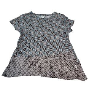 J Jill Love Linen XXS Asymmetrical Tank Medallion Print